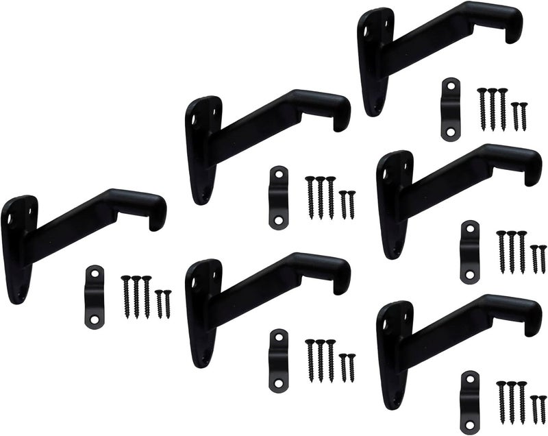 QCAA Heavy Duty Handrail Stair Brackets, Zinc Die Cast, Matte Black, 6 Pack, Made in Taiwan - Image 1